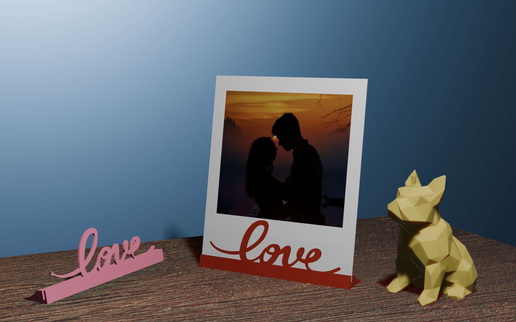 Polaroid stand love 3D model thumbnail