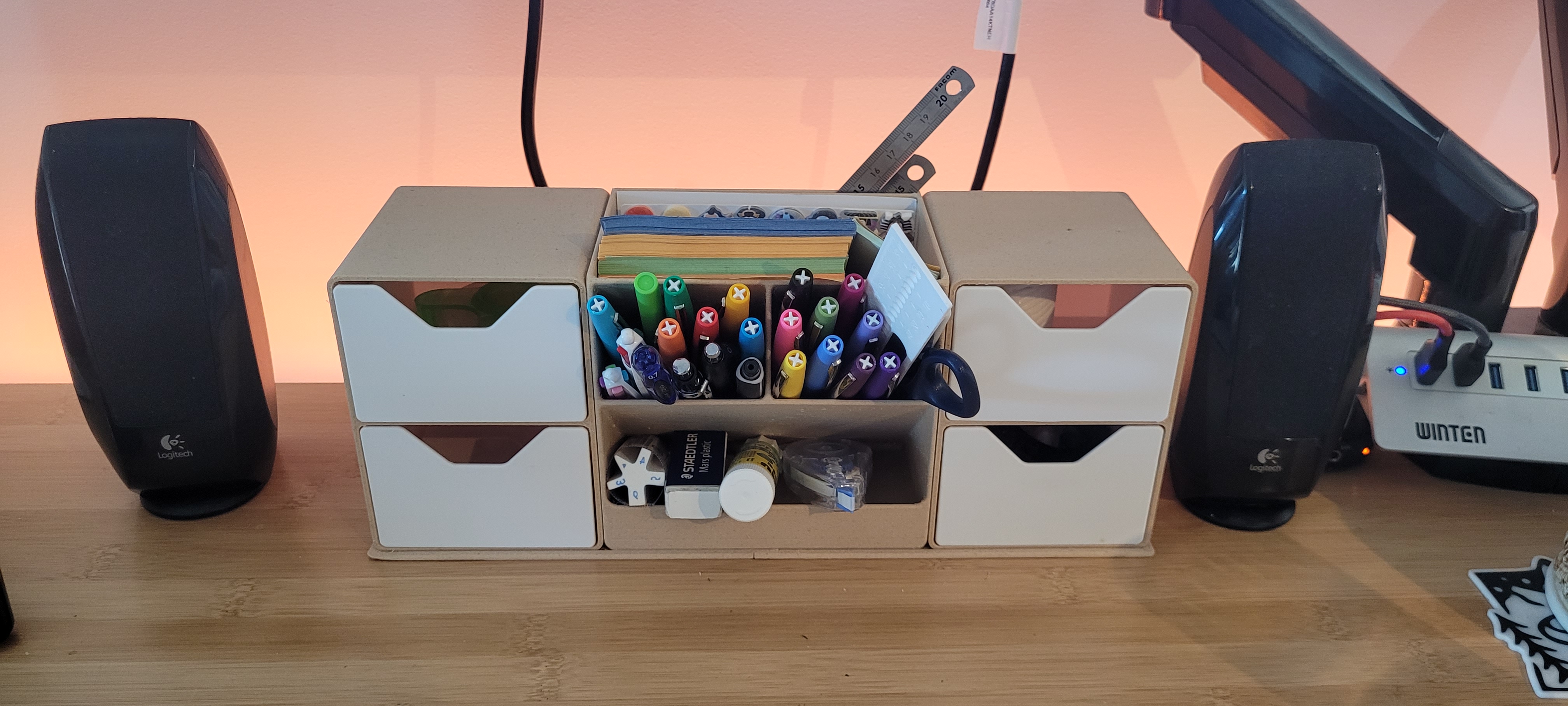 Pencil holder and drawer unit