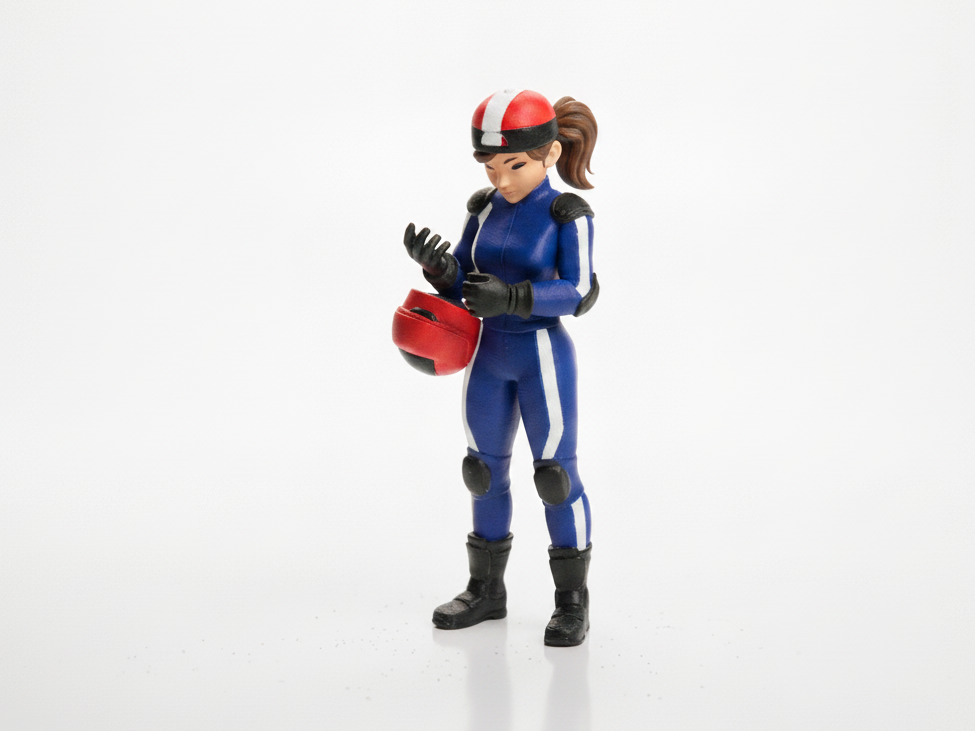 Biker Girl Figurine Female Character 3D Printable