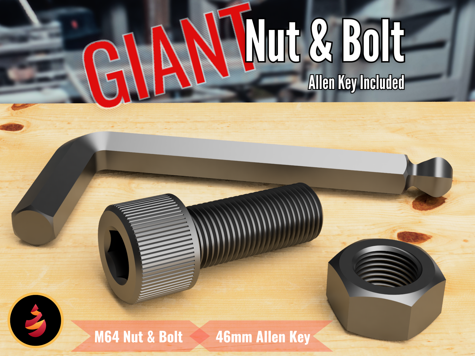 GIANT Nut & Bolt by JamesThePrinter, Download free STL model