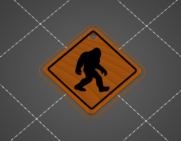 Sasquatch Caution Sign Keychain