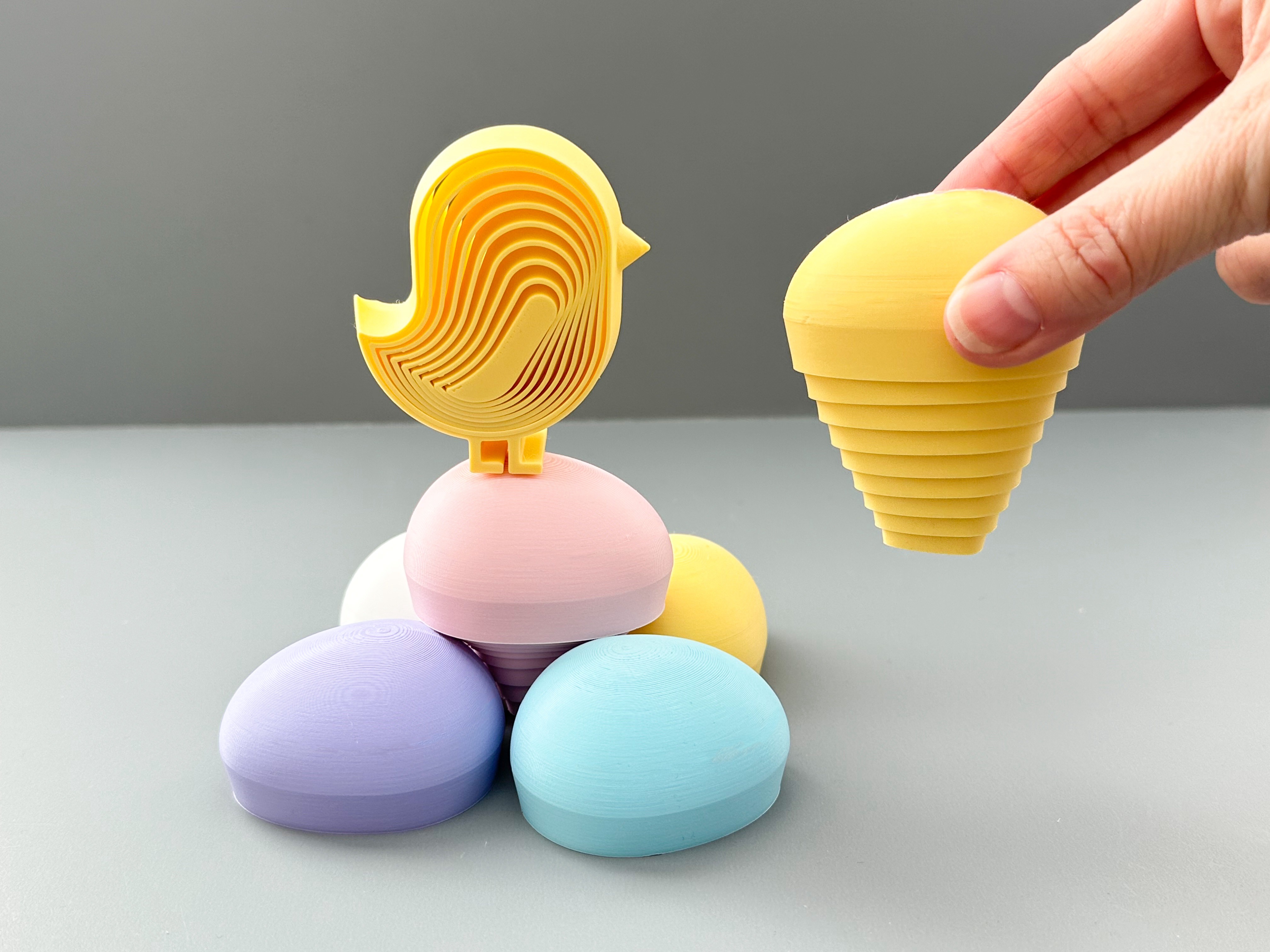 Baby Chick and Easter Egg Layered Fidgets 3D model thumbnail