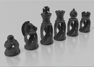 Spiral Chess Set Xadrez 3D model