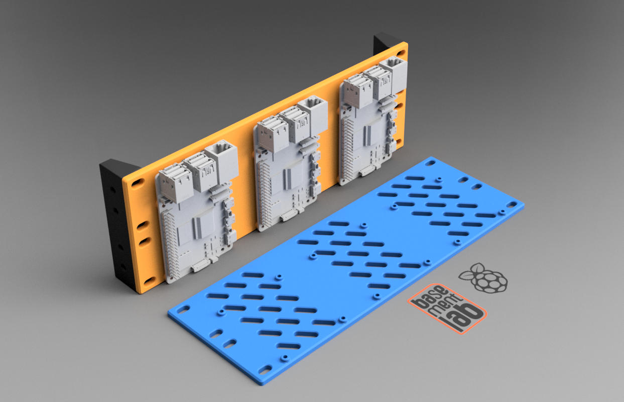 Raspberry Pi3- Pi4- Pi5 10" Rack Mount Bracket Panel 2U - Staffa installazione Raspberry PI 3-4-5 rack da 10"