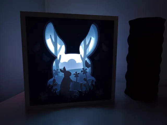 Easter Floral Bunny 3D Shadow Box