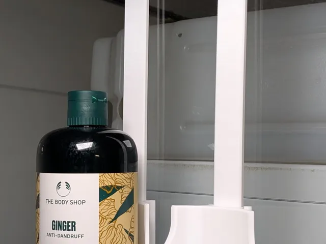 Shower glass bottle holder for 70mm wide bottles
