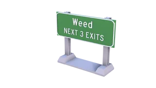 California I-5 - Weed NEXT 3 EXITS Sign