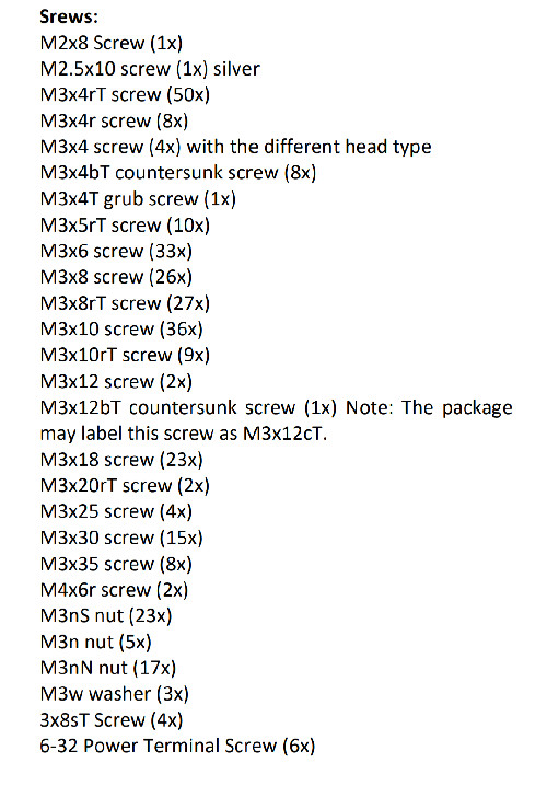 Parts list - Prusa Core One Kit (and sorting container)
