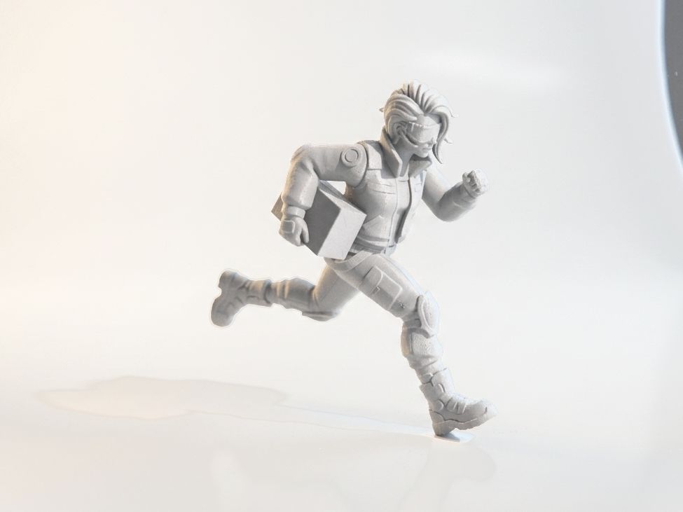 Running Delivery Lady Figurine Female Figure 3D Printable
