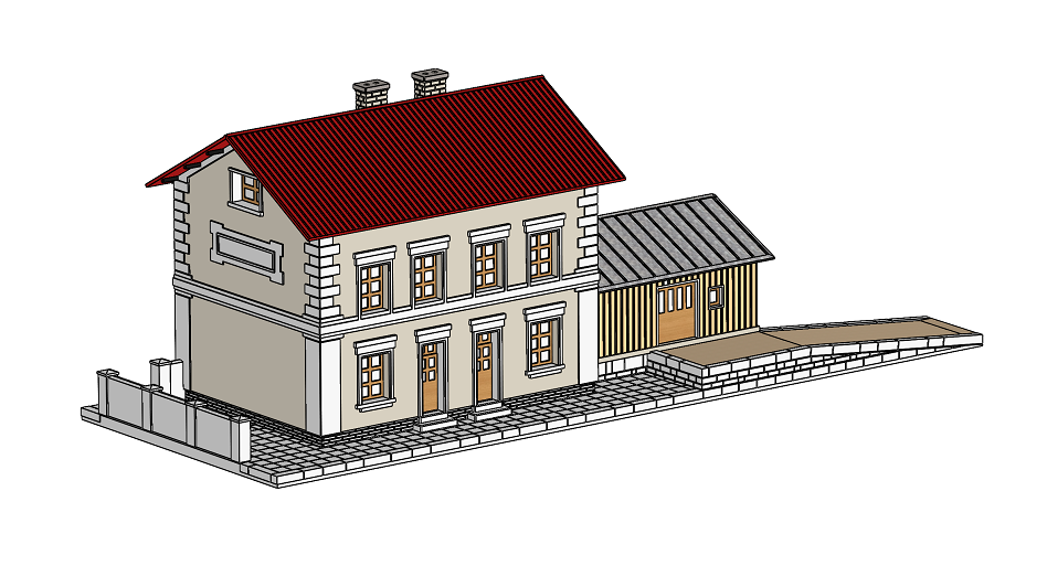 Nádražní stanice s nakládací rampou 1:120 (kolejiště TT)/railway station — miniatura 4