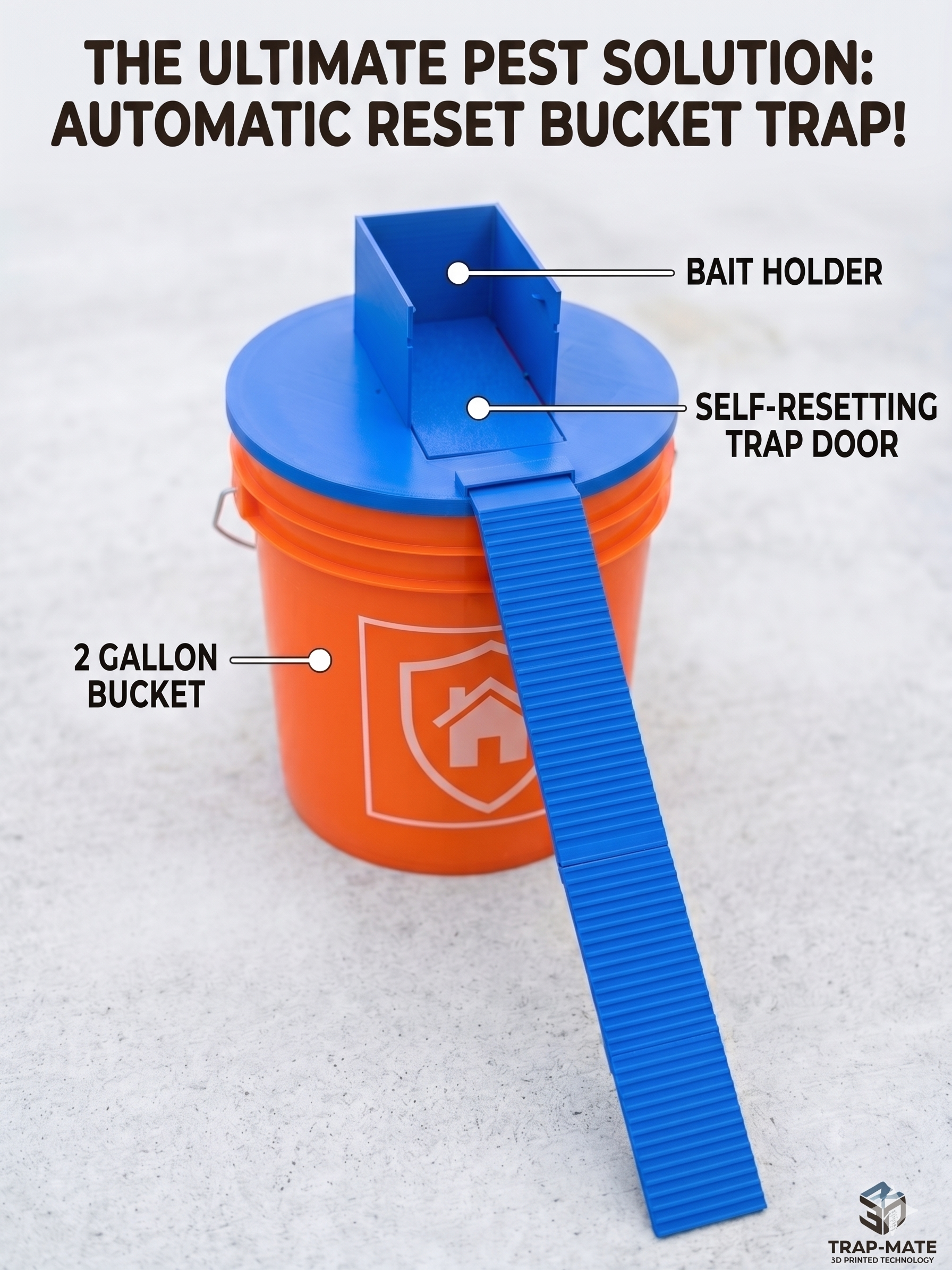 Mouse trap for 2 gallon bucket