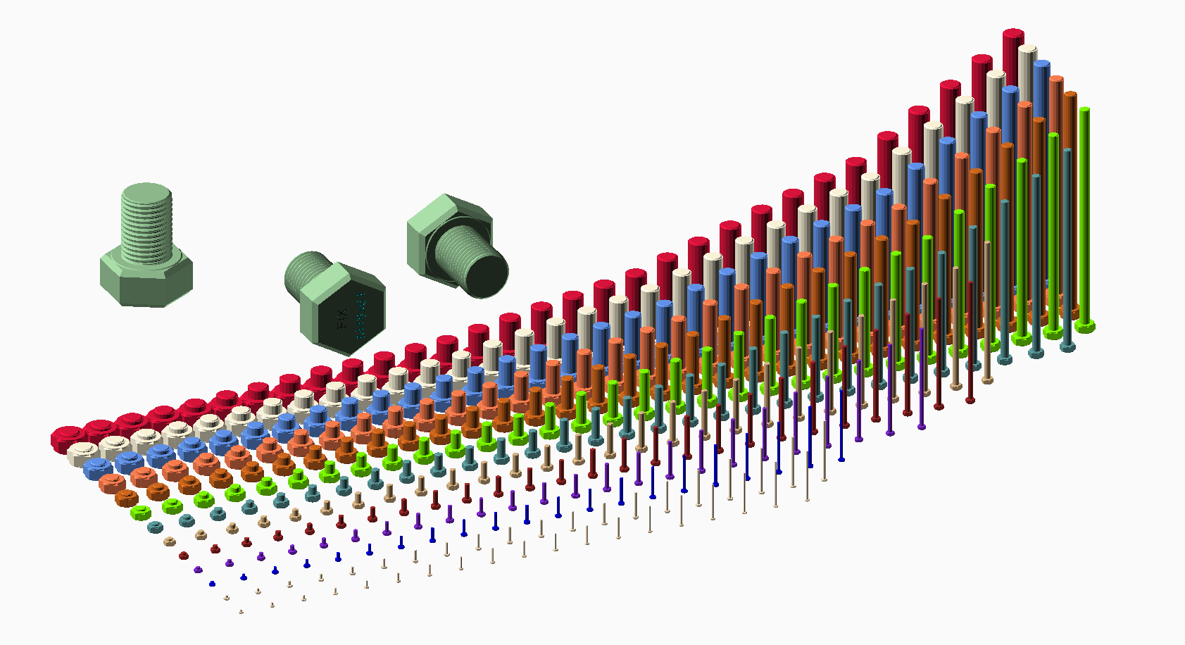 Hundreds of Metric Hex Screws Version 1: M2, M3, M4, M5, M6, M8, M10, M12, M14, M16, ... M48