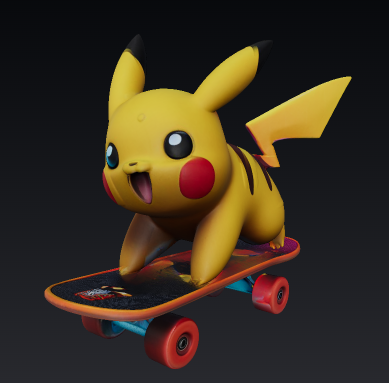 Pikachu - On a skateboard!! ACTION FIGURE 3d MODEL - OBJ