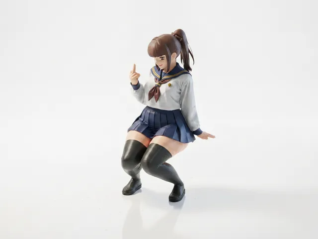 Anime Girl Crouching Figurine Female Figure 3D Printable