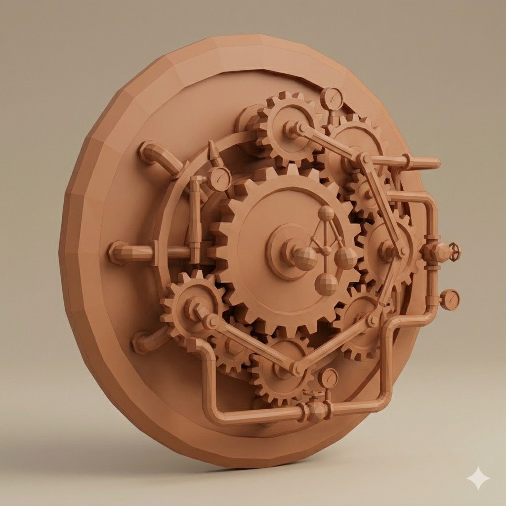 Low Poly Gear Wall Mechanism