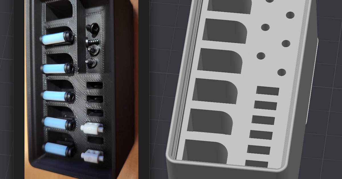 Gridfinity Bambu Lab Nozzle Accessory Bin Screw Holes by jufy111