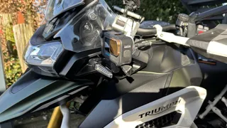 Gopromount on the indicator for motorcycle (Triumph Tiger)
