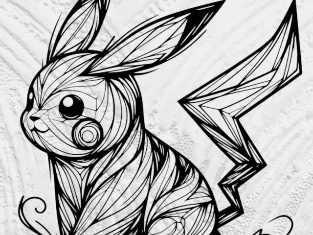 Flowing Line Art Pikachu