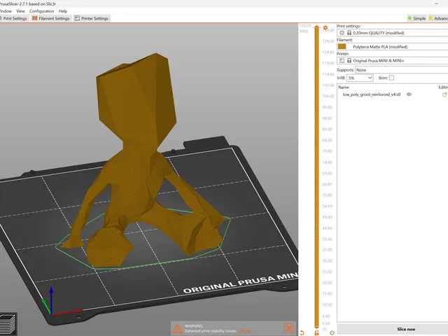 low poly baby groot w/ reinforced neck