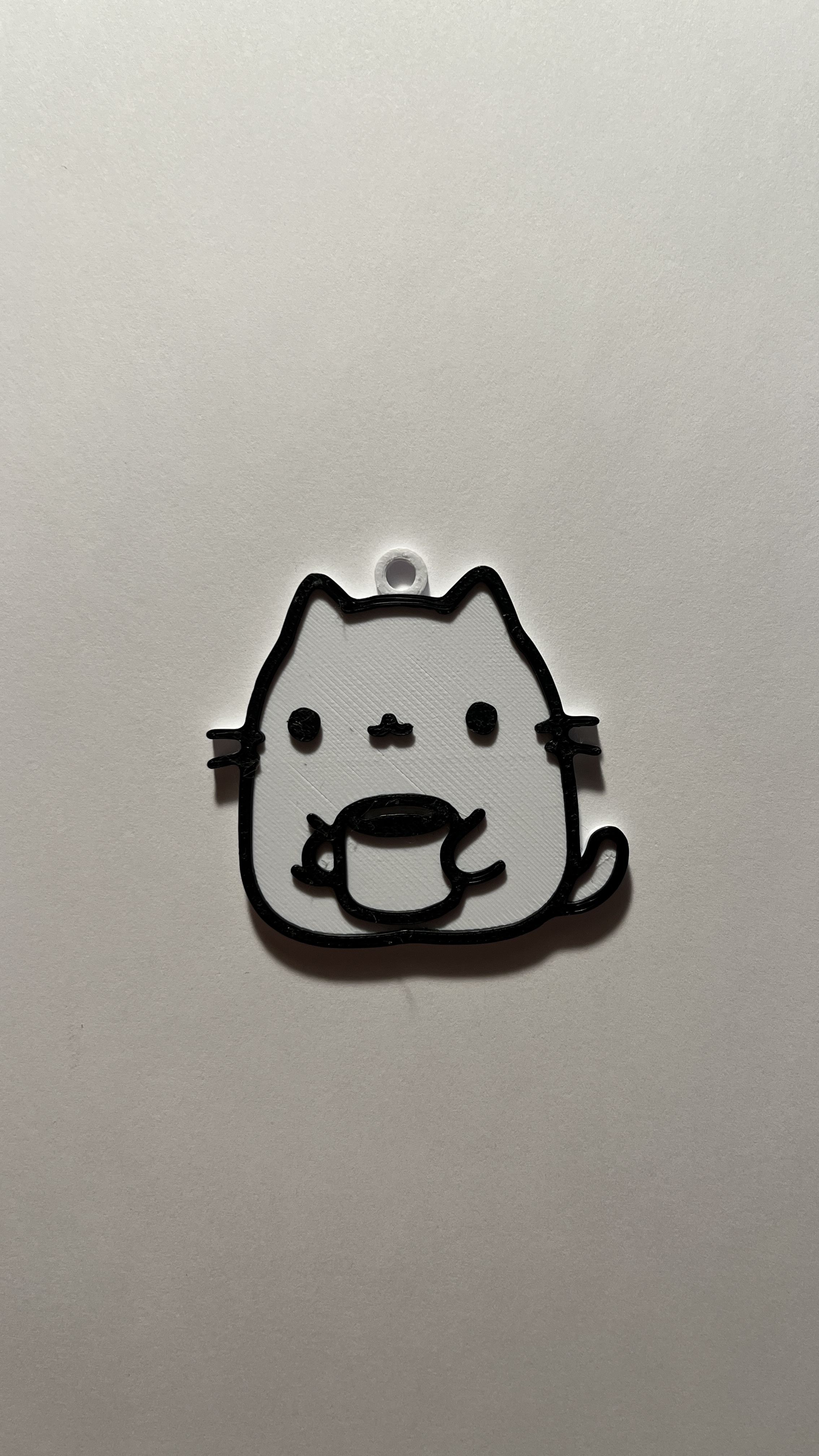 Cat Drinking Coffee Keychain For non AMS or color switching printers.