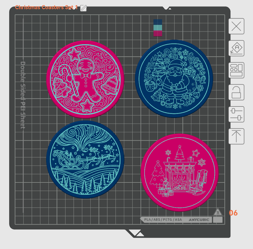 Miniatura 4 do modelo 3D Christmas Coaster Set