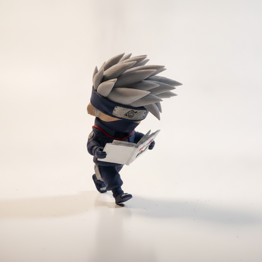 Chibi Kakashi From Naruto Reading Book While Walking Casually Figurine 3D Printable