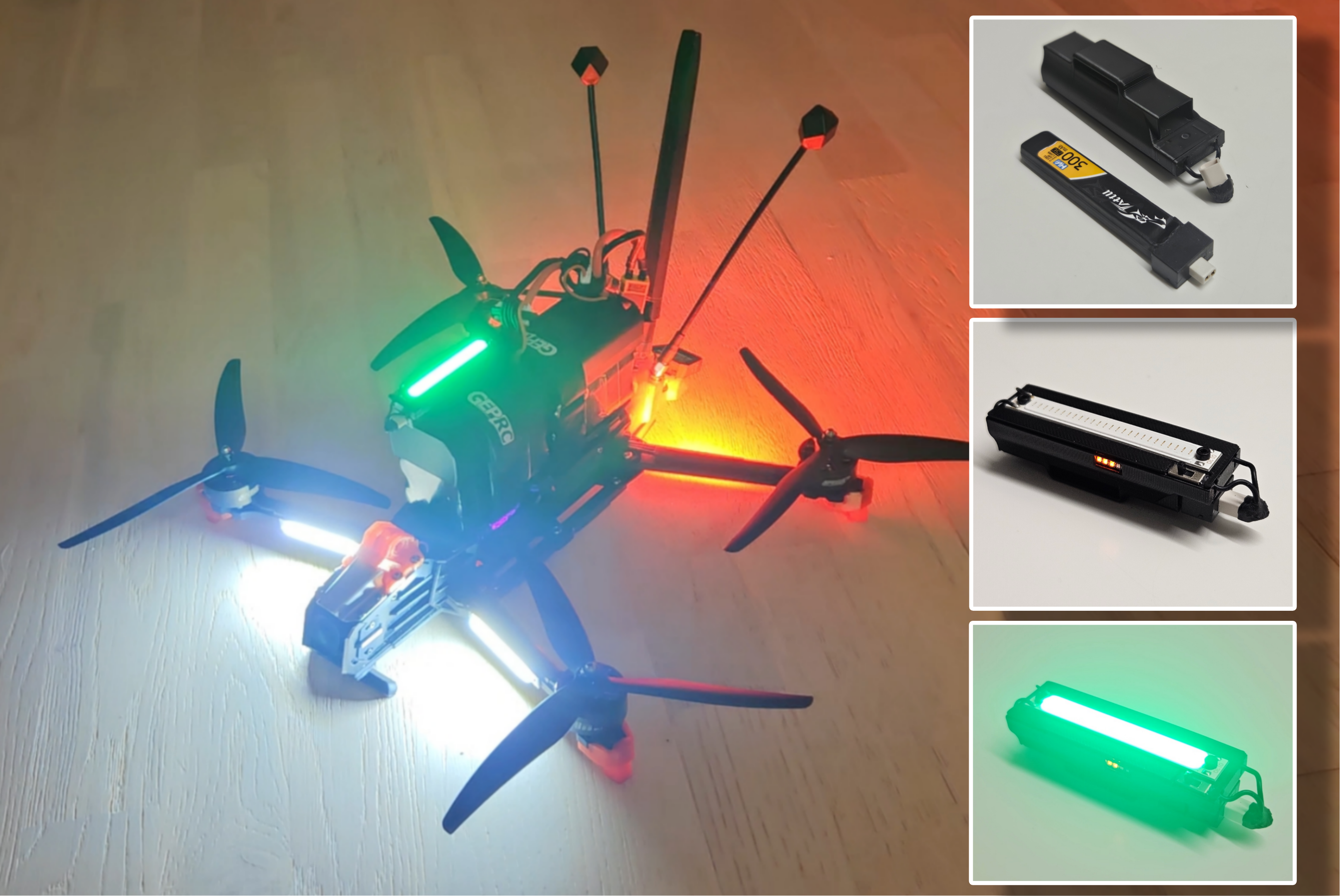 DIY Stand alone Green strobe / Flashing light for drones - 1S whoop battery