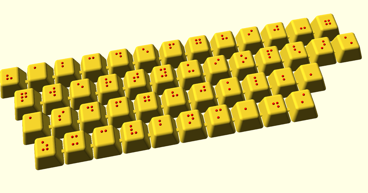 Parametric Braille Keyboard [Cherry MX Keycap] by gringer Download