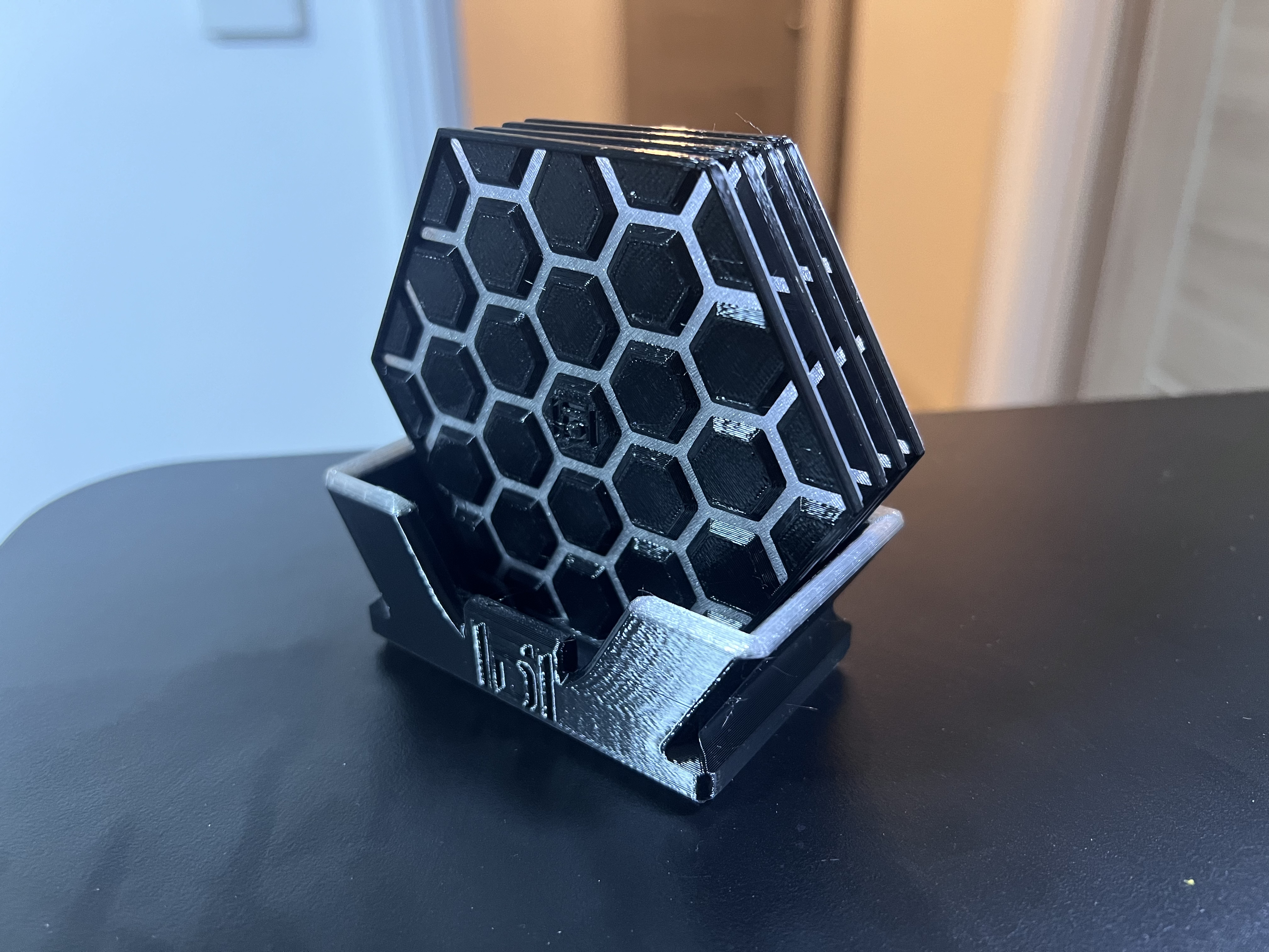 HEX Drinks Coasters and holder.