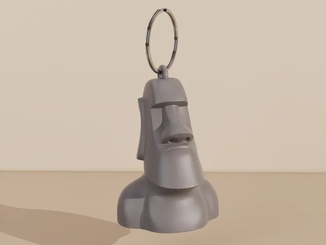 Moai statue keychain