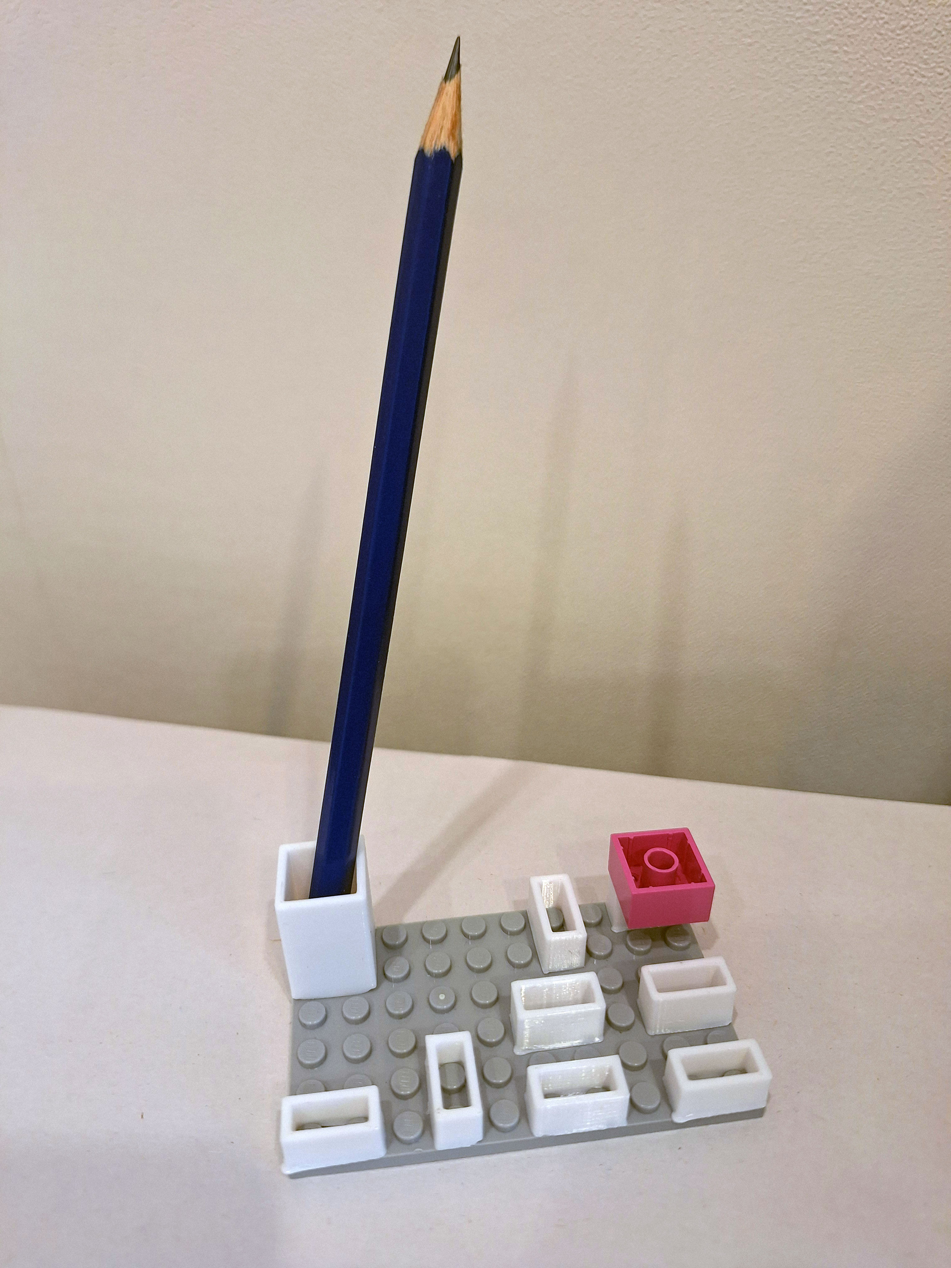 LEGO pencil pen 2x2 stand,  upside down adapter