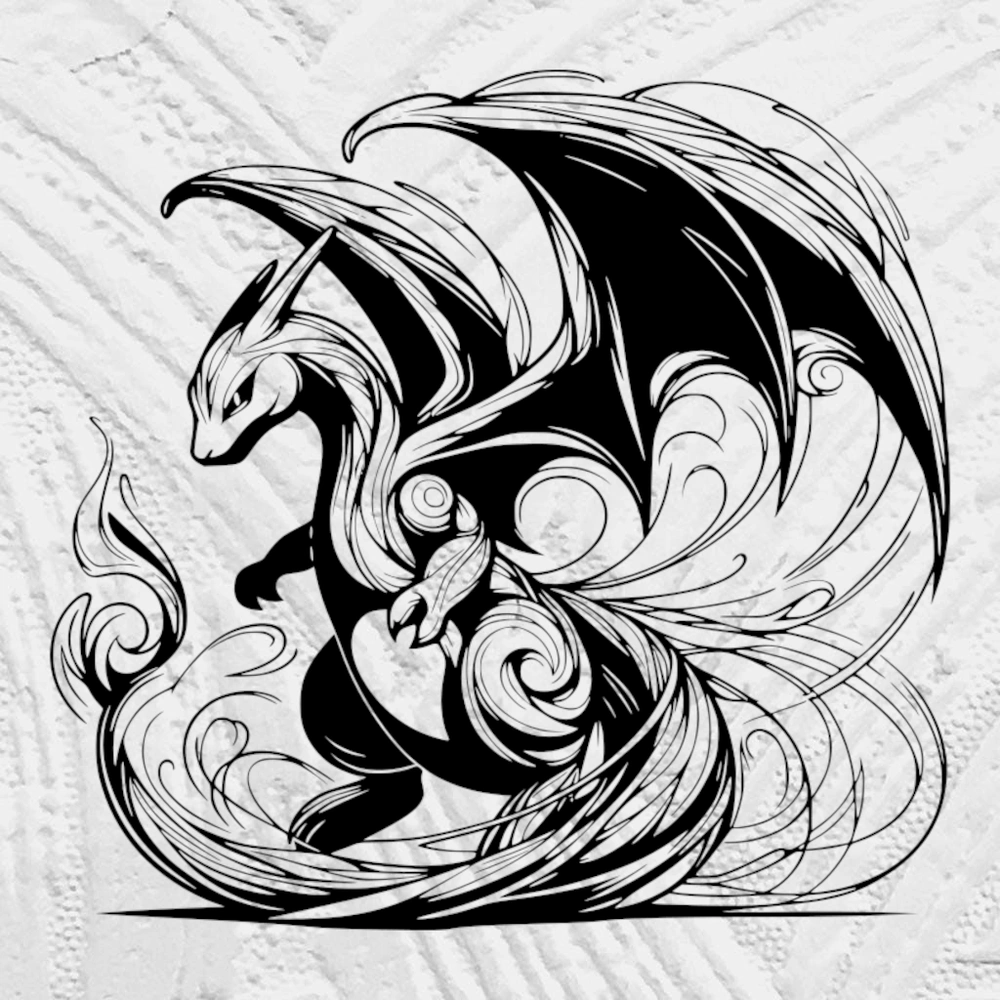 Flowing Line Art charizard by The line art guy | Download free STL ...