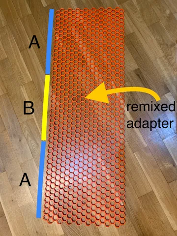 Part B adapter to connect two of Niklas XL Printer resized HSW Wall Grids