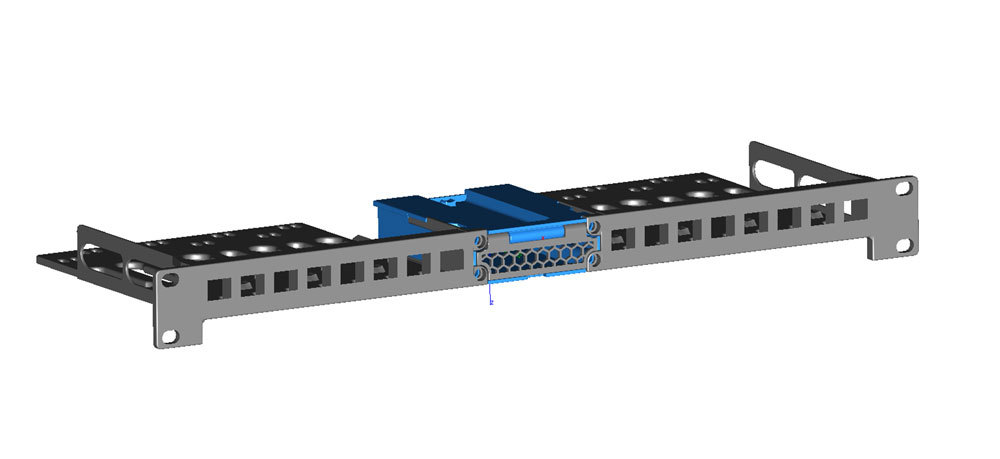 Modular 1U Relay Rack Mount for (16) Keystone Jacks (with STEP file)