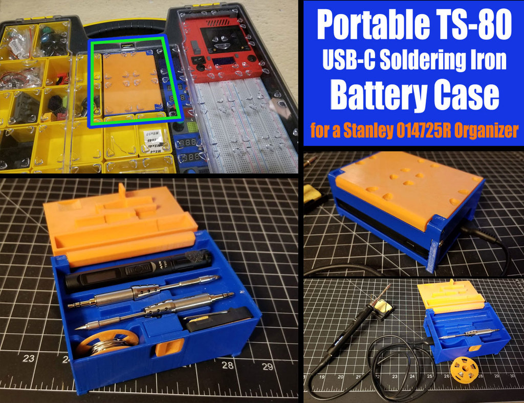 Portable TS-80 Soldering Iron Battery Case  (fits into the Stanley 014725R organizer)