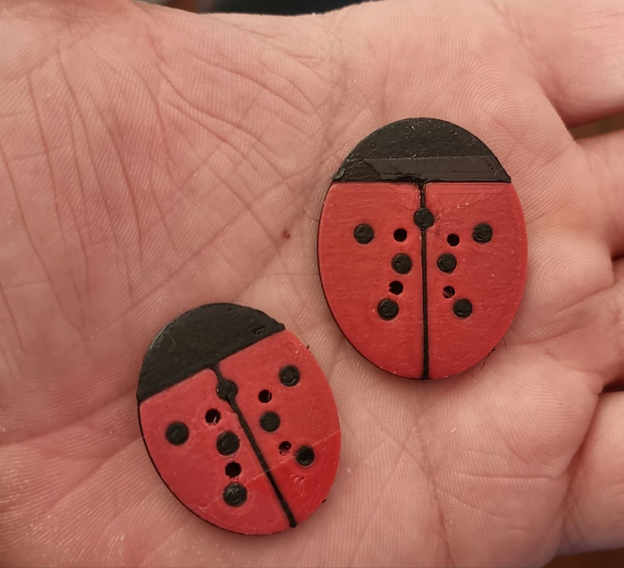 Adorable Ladybug Button - Print In Two Colors easily on single-color printer!