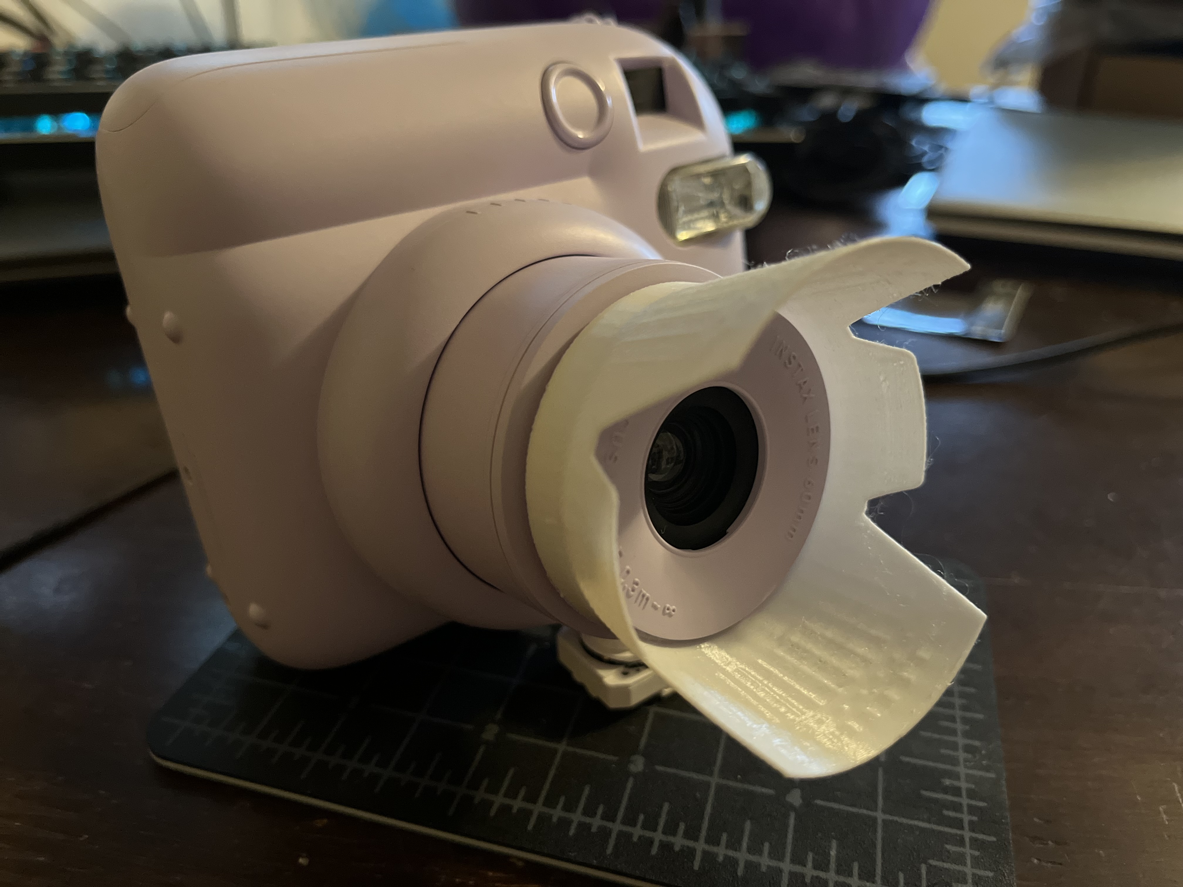 Nikkor-style lens hood for Fuji Instax Mini 12