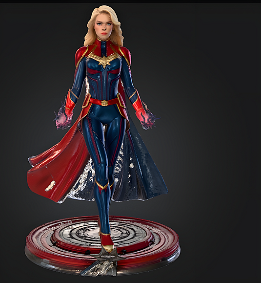 Captain Marvel Figure On Stand, Marvel, Super Hero
