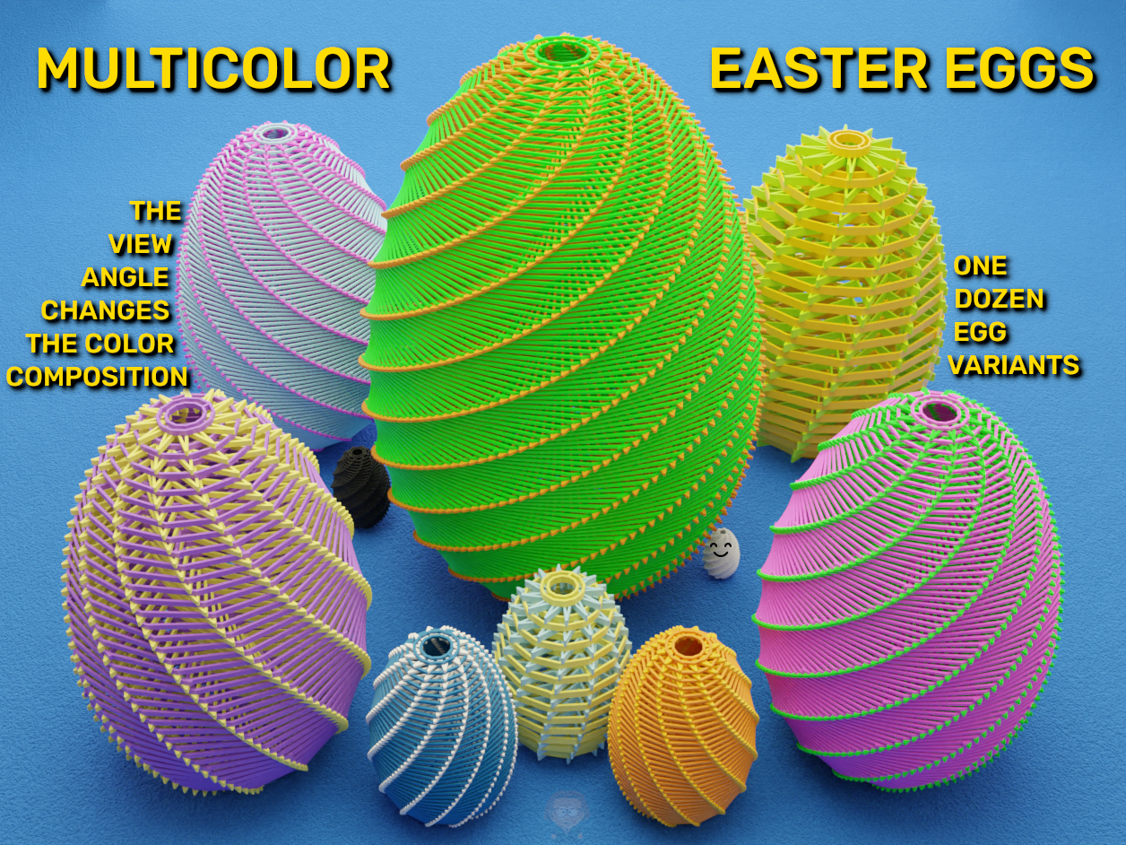 Multicolor Easter Eggs with 3D Color Composition by Lyl3, Download free  STL model