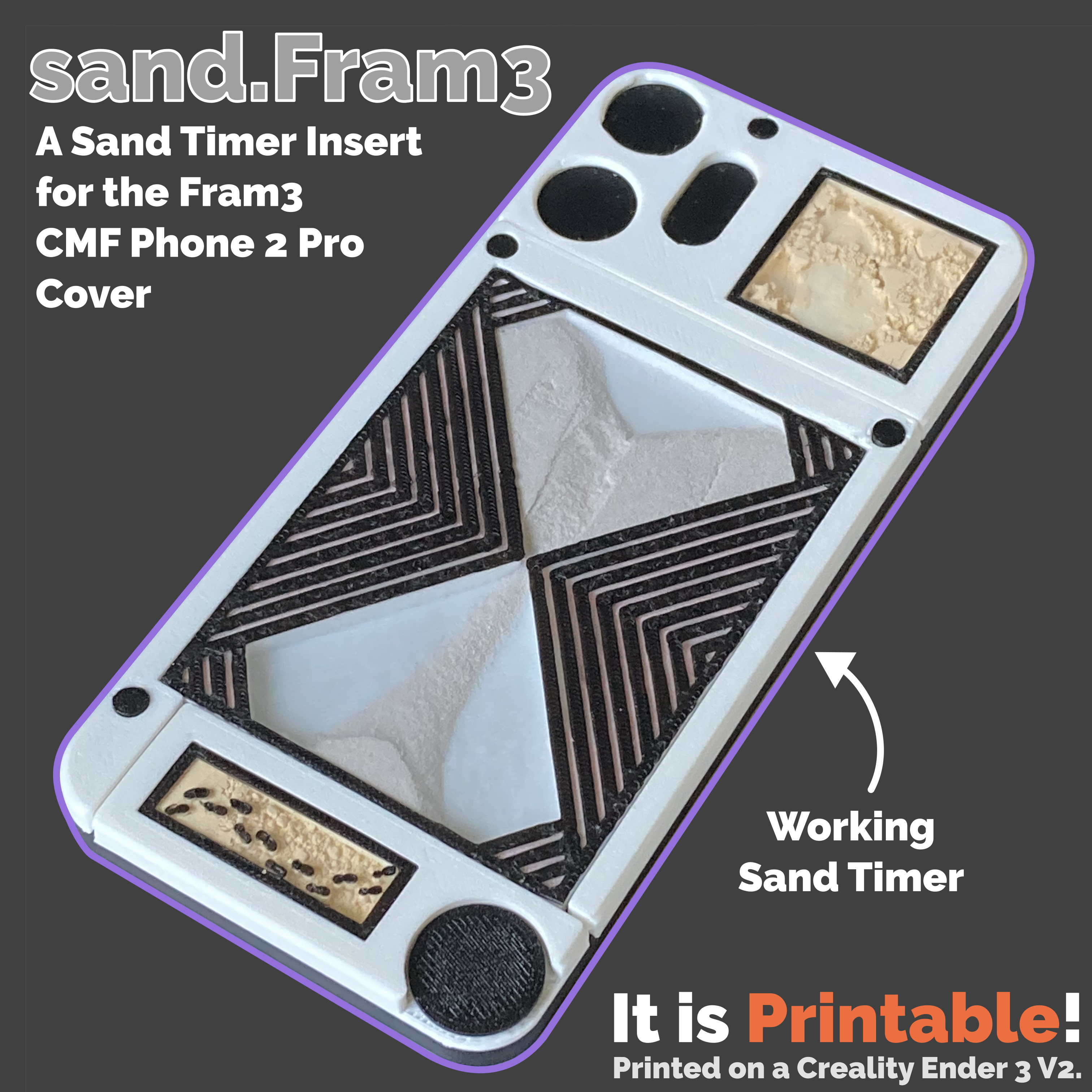 sand.Fram3 - A Sand Timer Insert for the Fram3 CMF Phone 2 Pro Cover 3D model thumbnail