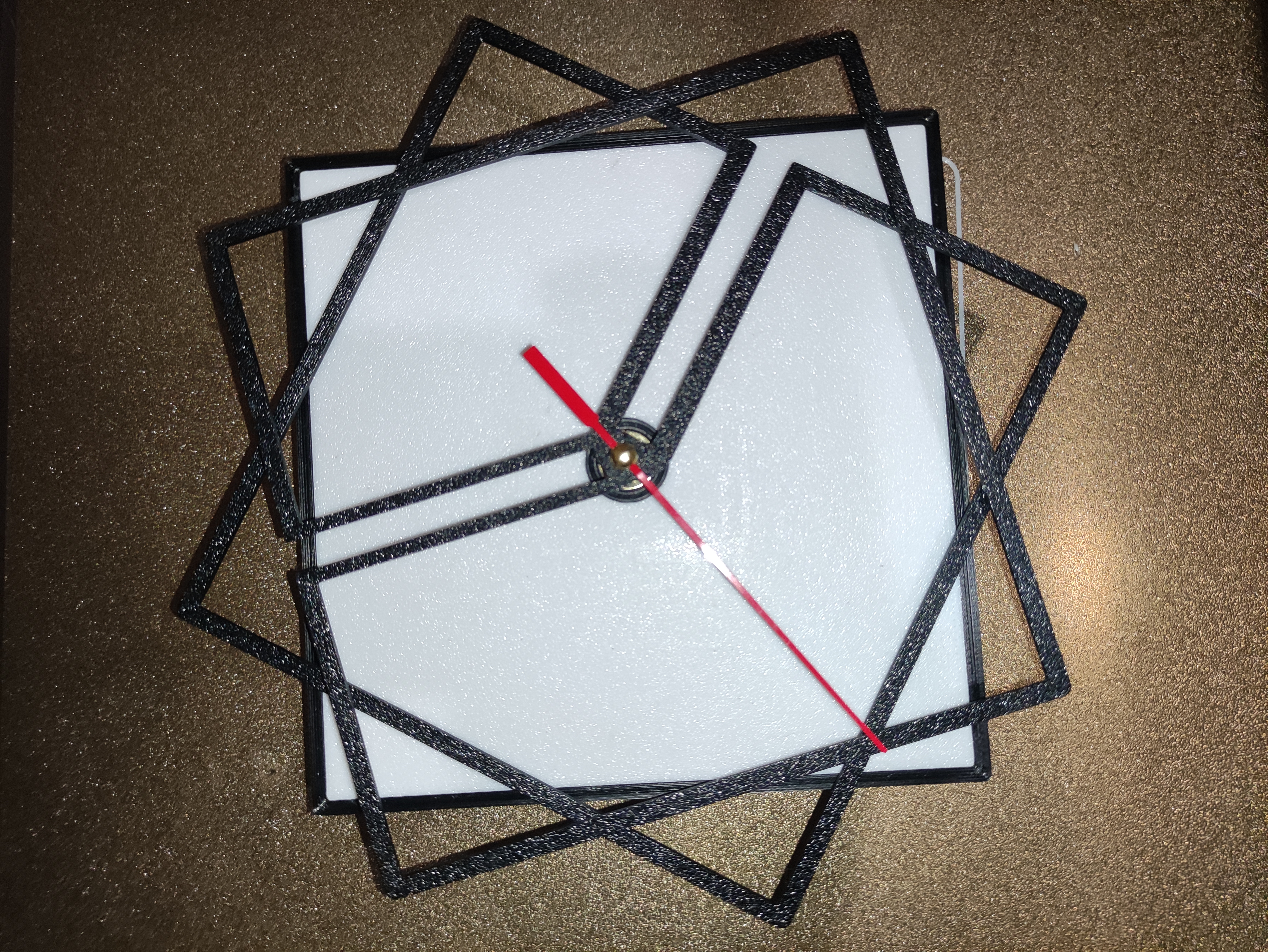 Square rotating wall clock bigger hour hand