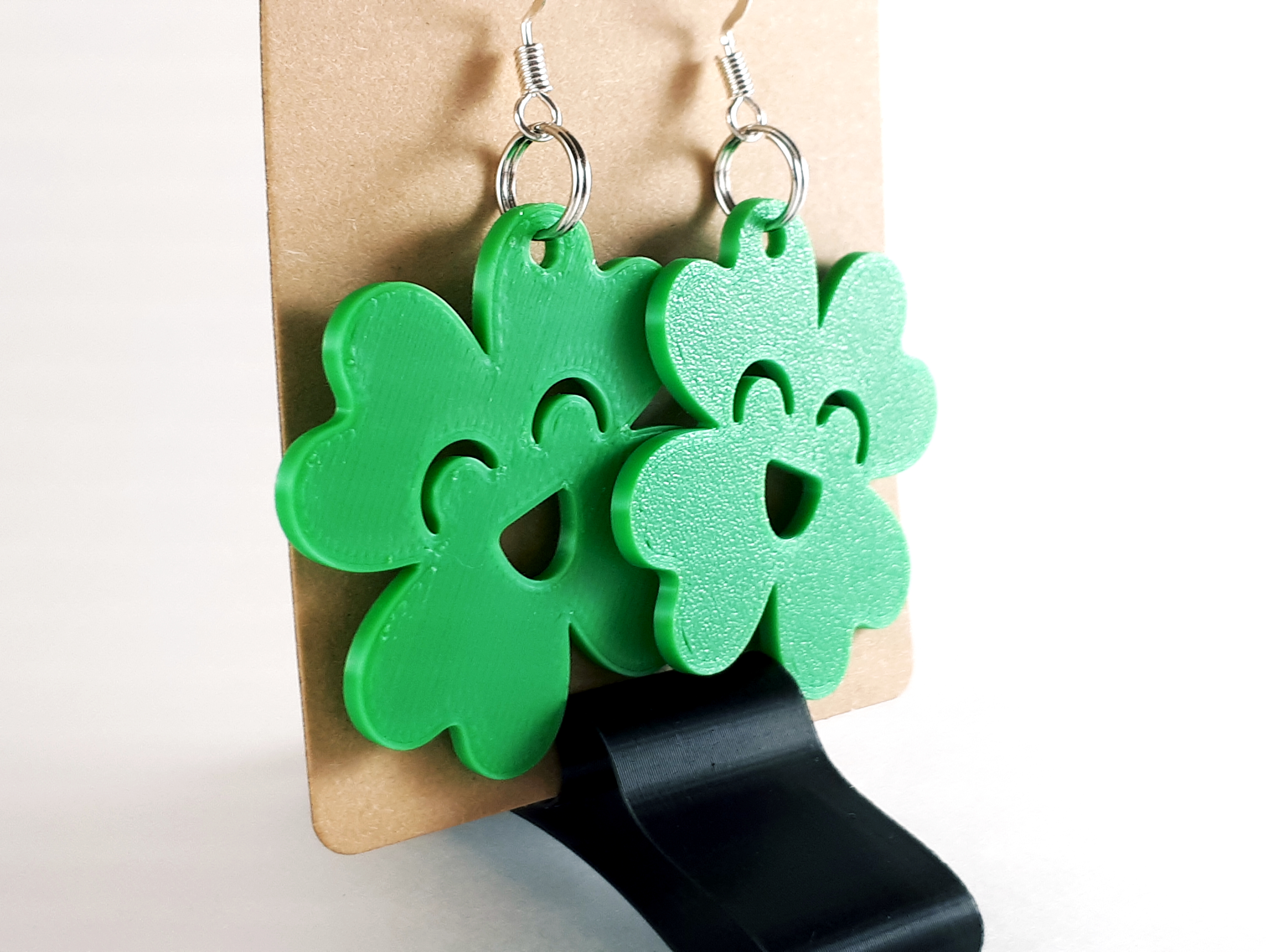 Smiley Shamrock Dangle Earrings or Keychain