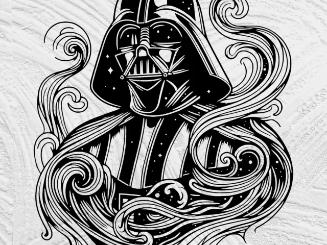 Flowing Line Art Darth Vader