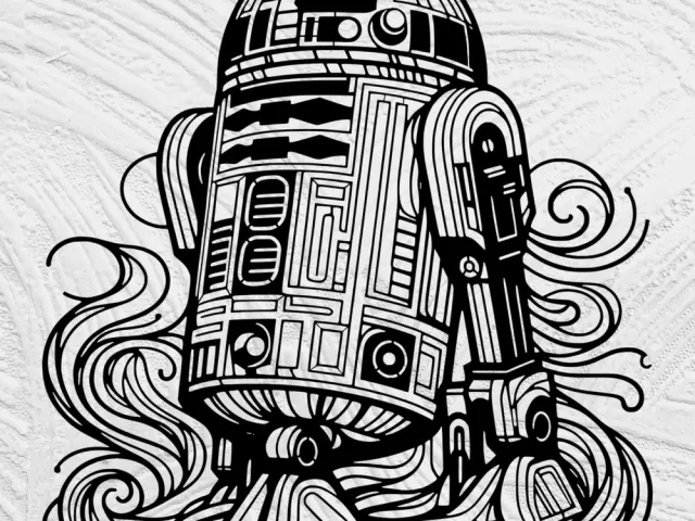 Flowing Line Art R2-D2