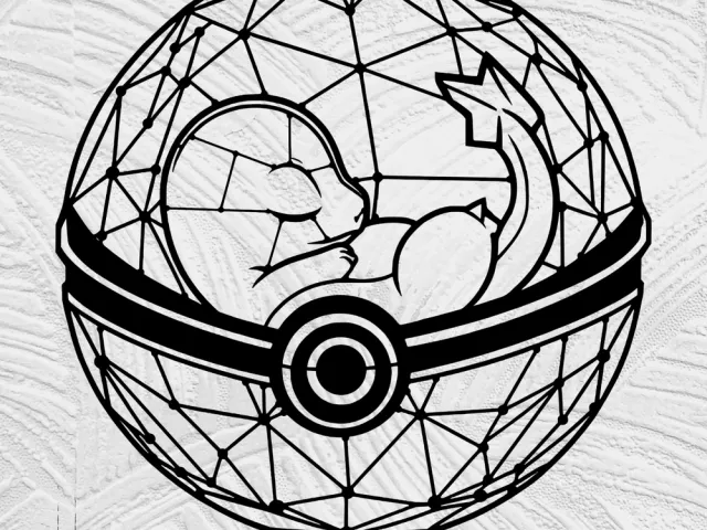 charmander sleaping in pokeball line art