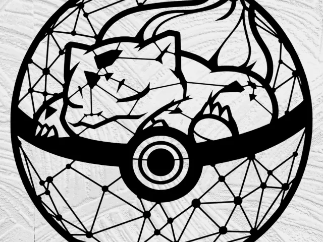 charmander sleaping in pokeball line art