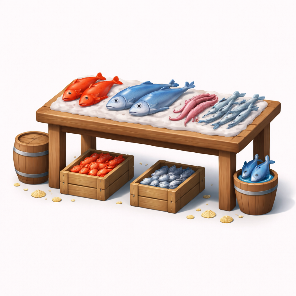 Low Poly Fish Market Table
