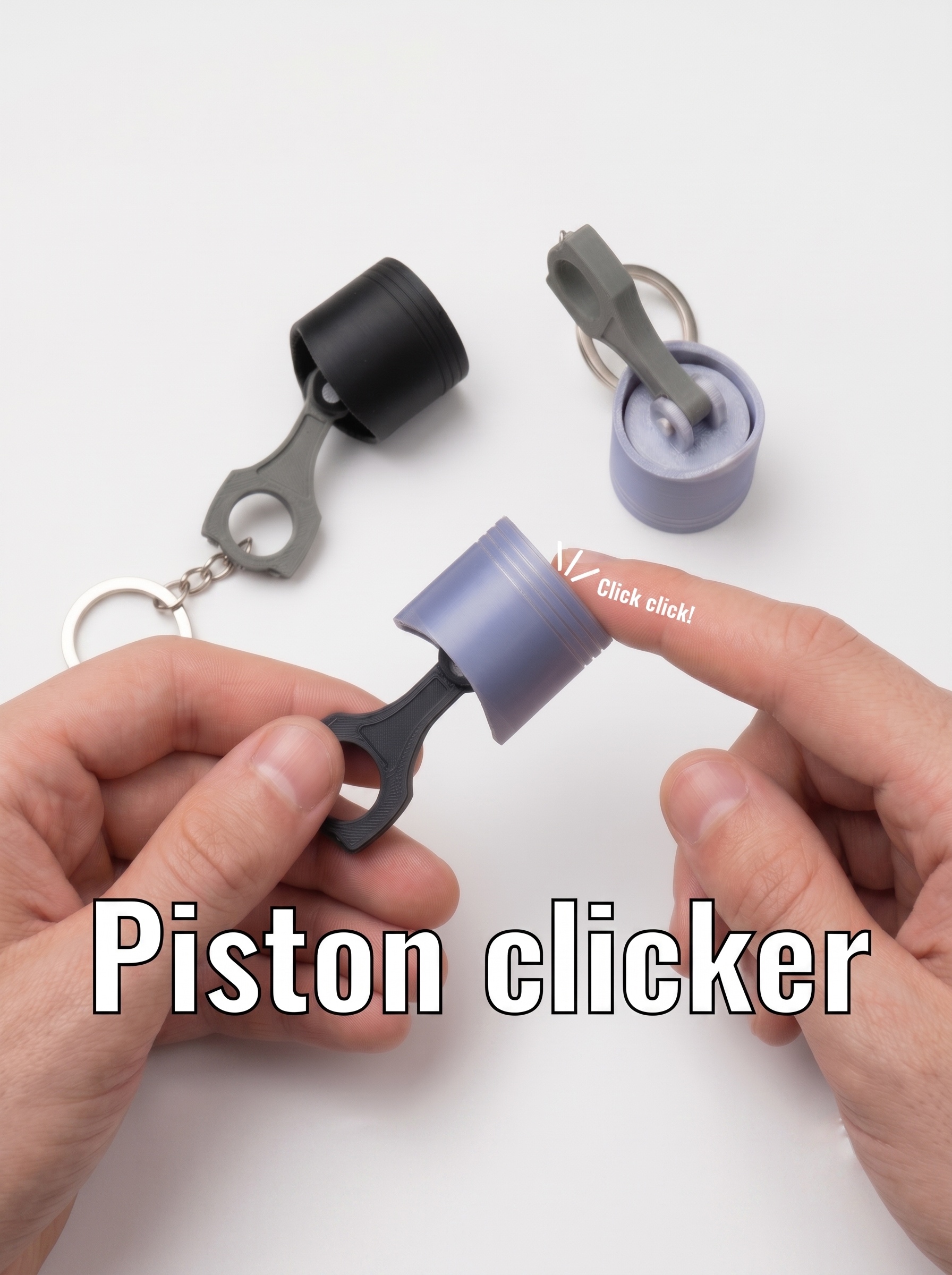 Piston clicker keychain