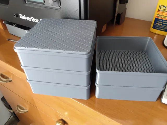 Stackable, Easy-Clean Sieve Boxes (SCAD + STL)