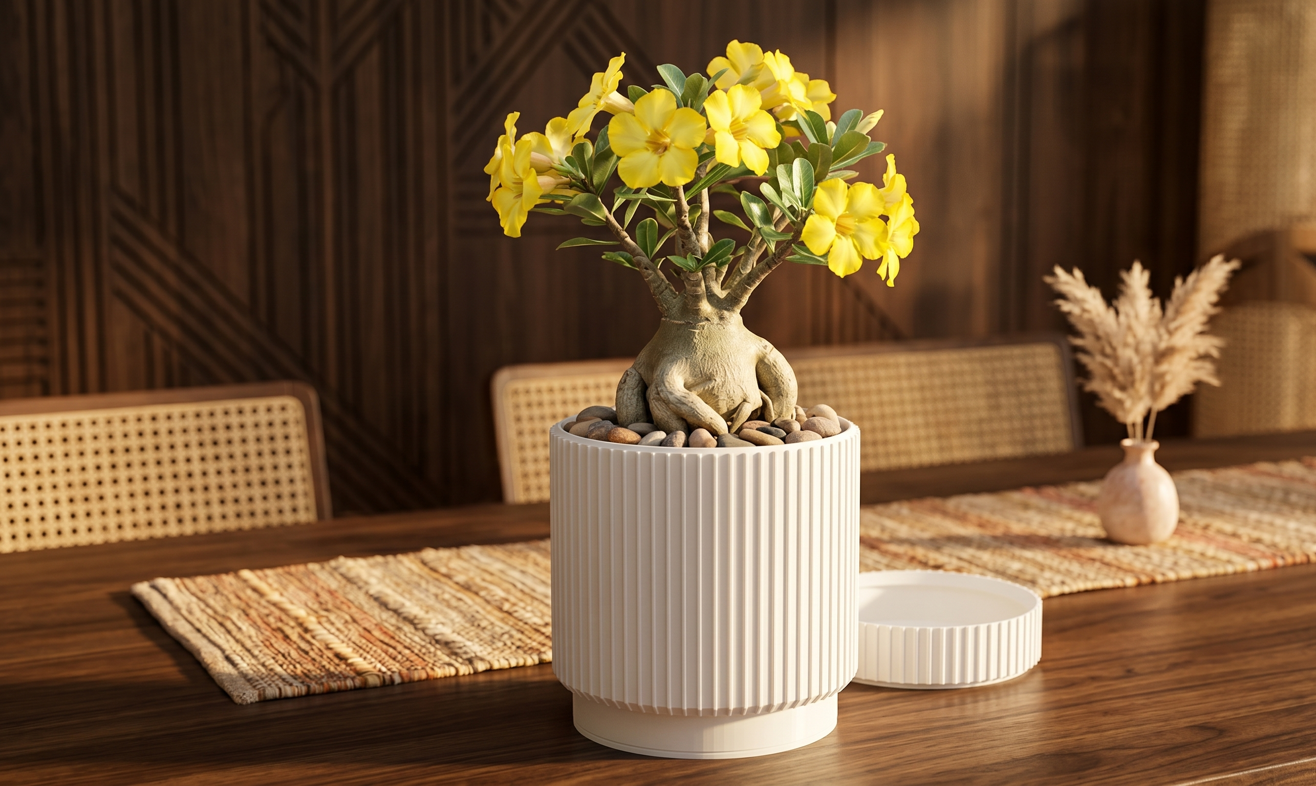 Modern Fluted White Storage Jar